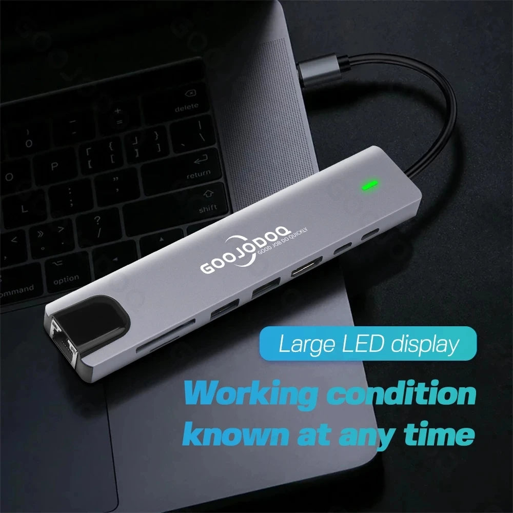 8 in 1 Hub USB C 4K Goojodoq