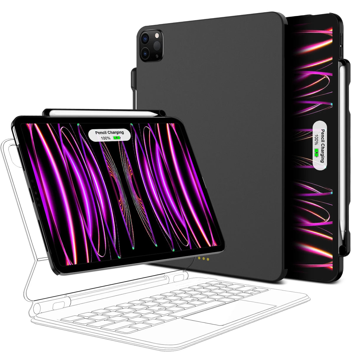 Magnetic Case with Pencil Holder for iPad